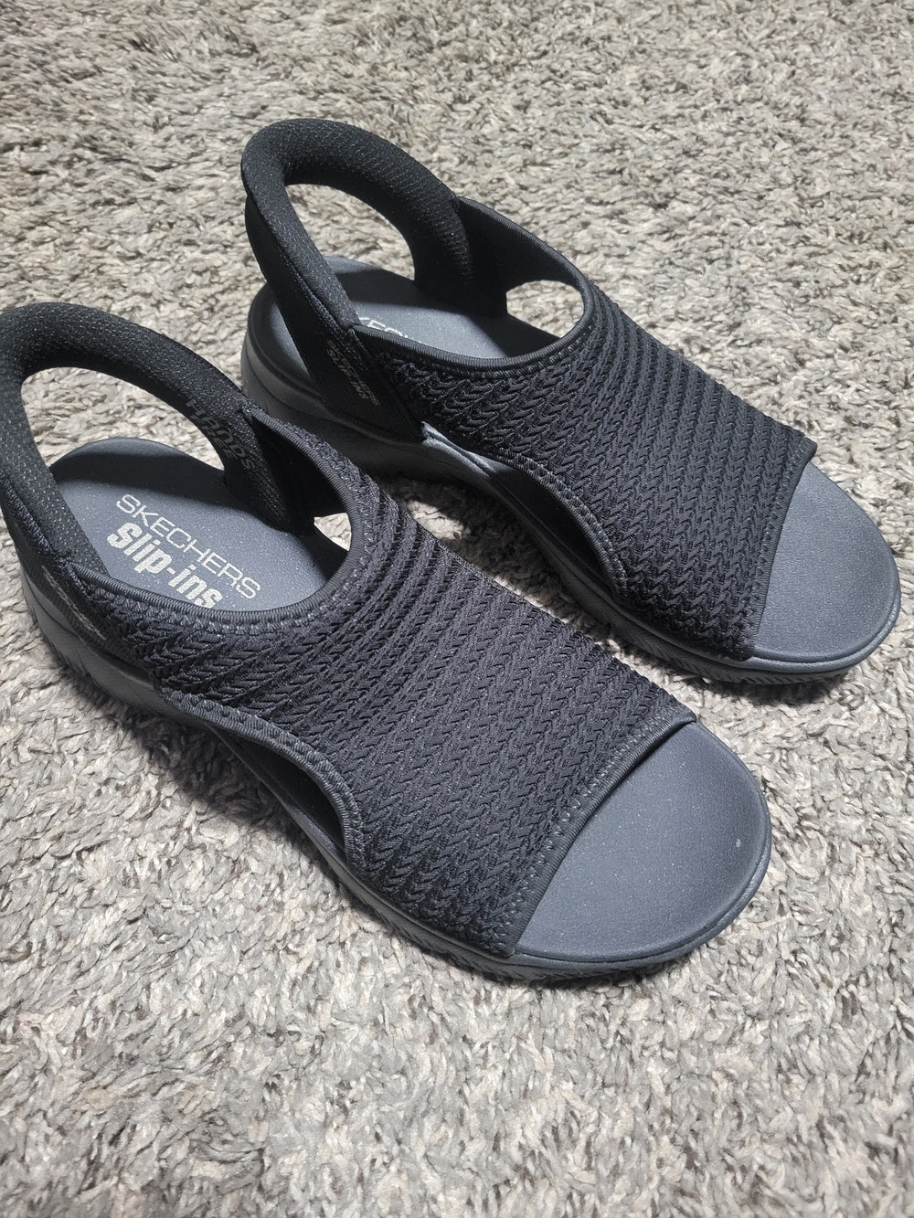 Skechers Women's Black Knit Slip-ins Sandals - Picture 2 of 3